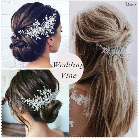 Bride Flower Wedding Hair Vine Crystal Bridal Hair Piece Rhinestone Party - Picture 5 of 7